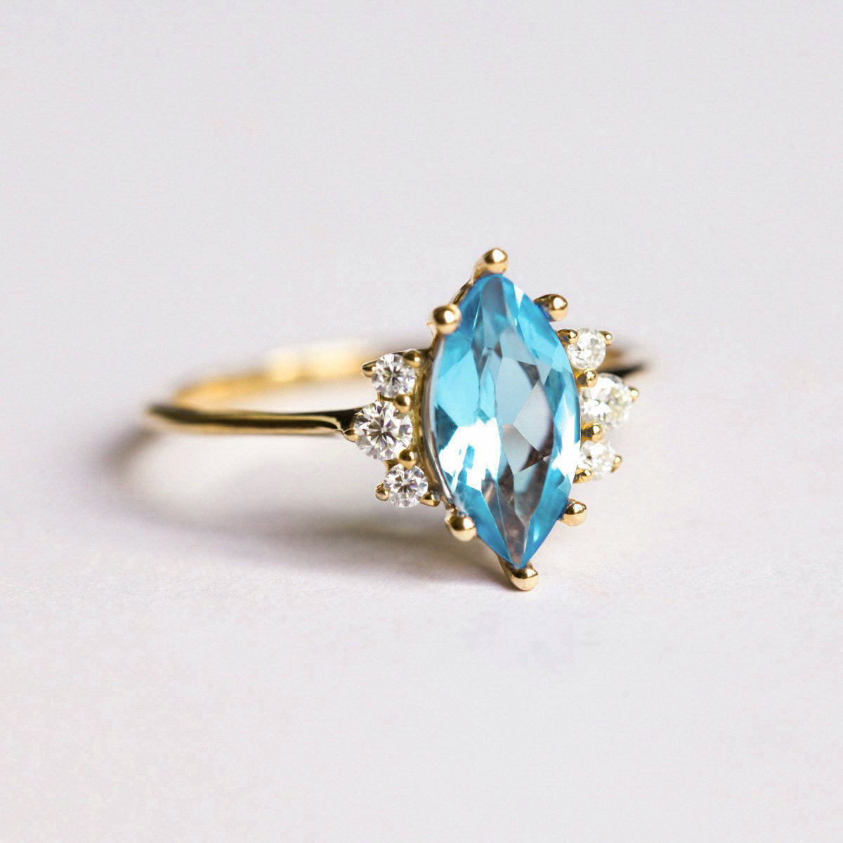 Sophia Marquise cut Swiss Blue Topaz Ring