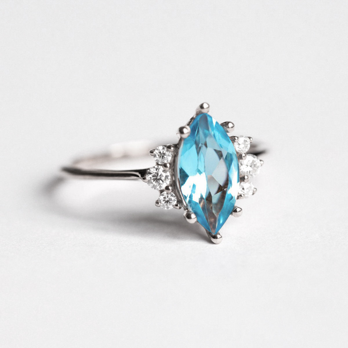 Sophia Marquise cut Swiss Blue Topaz Ring