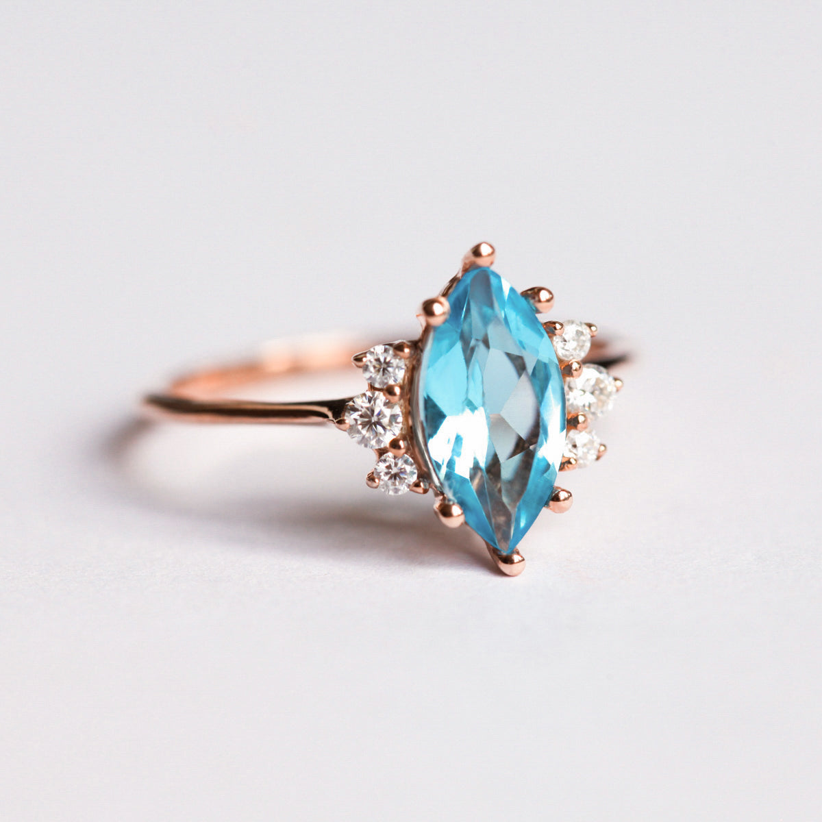 Sophia Marquise cut Swiss Blue Topaz Ring