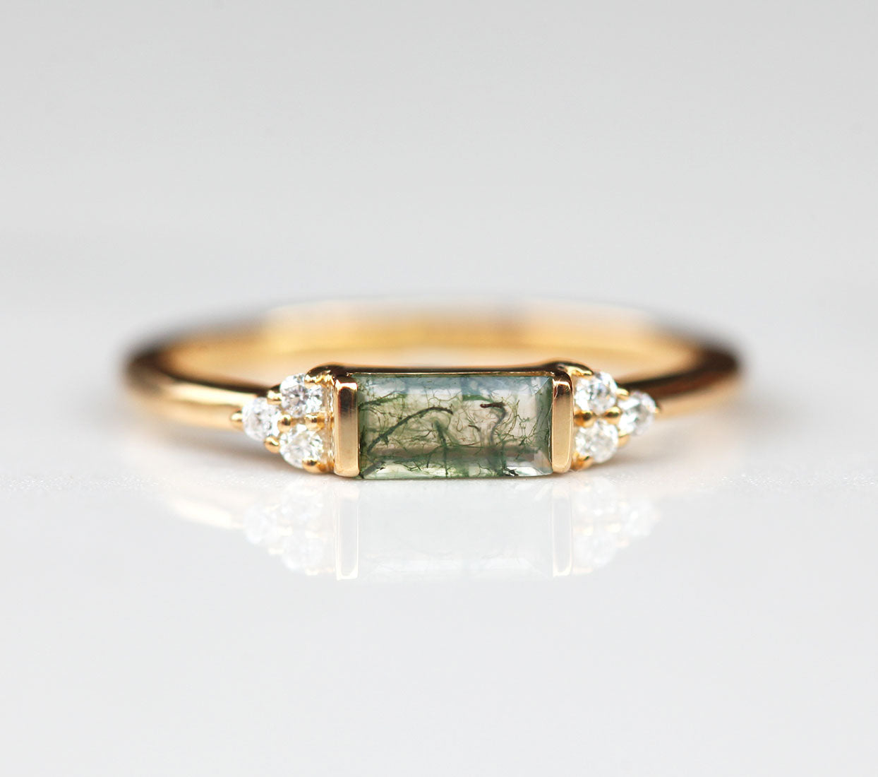 Malia Moss Agate Baguette Ring