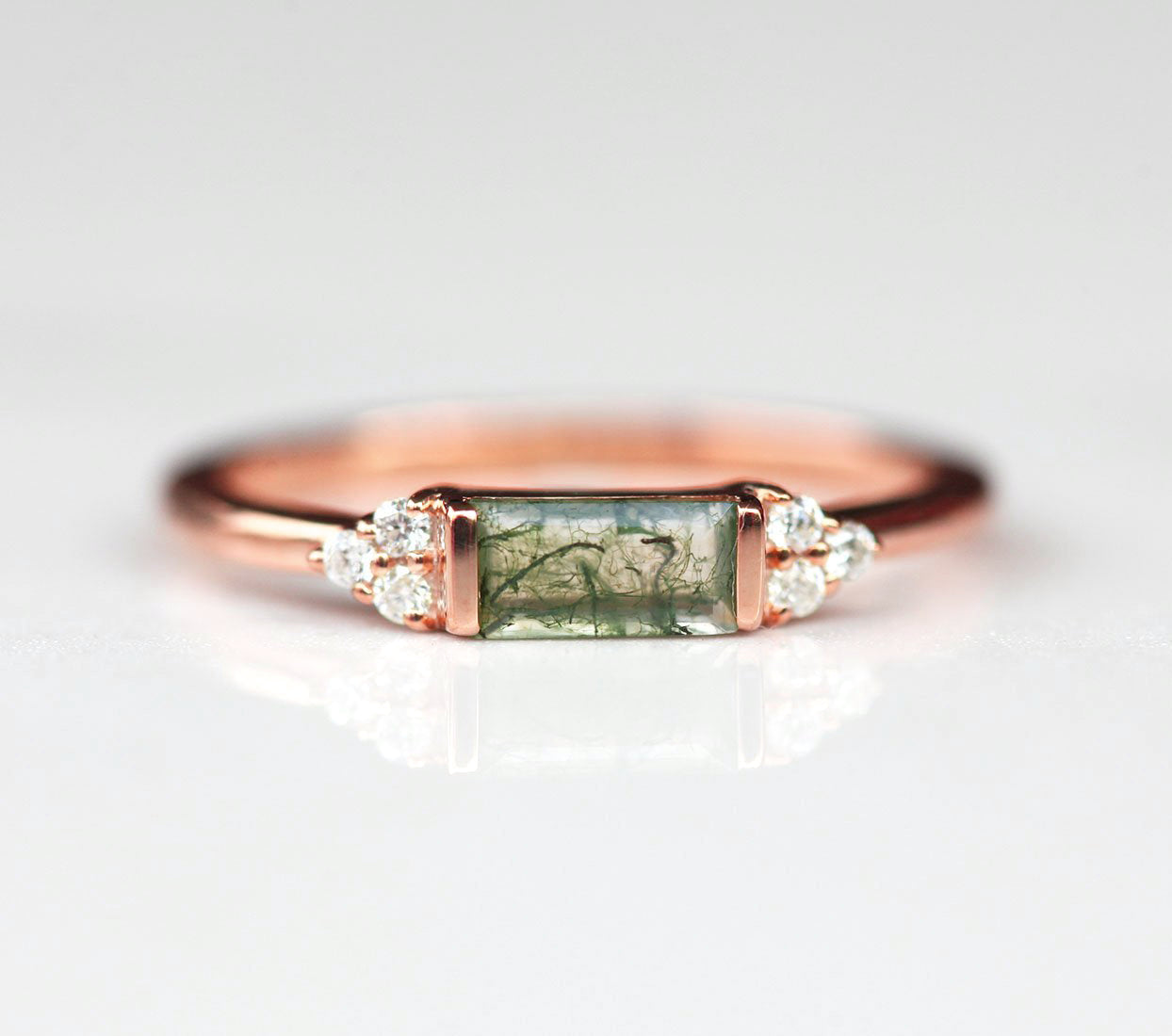 Malia Moss Agate Baguette Ring