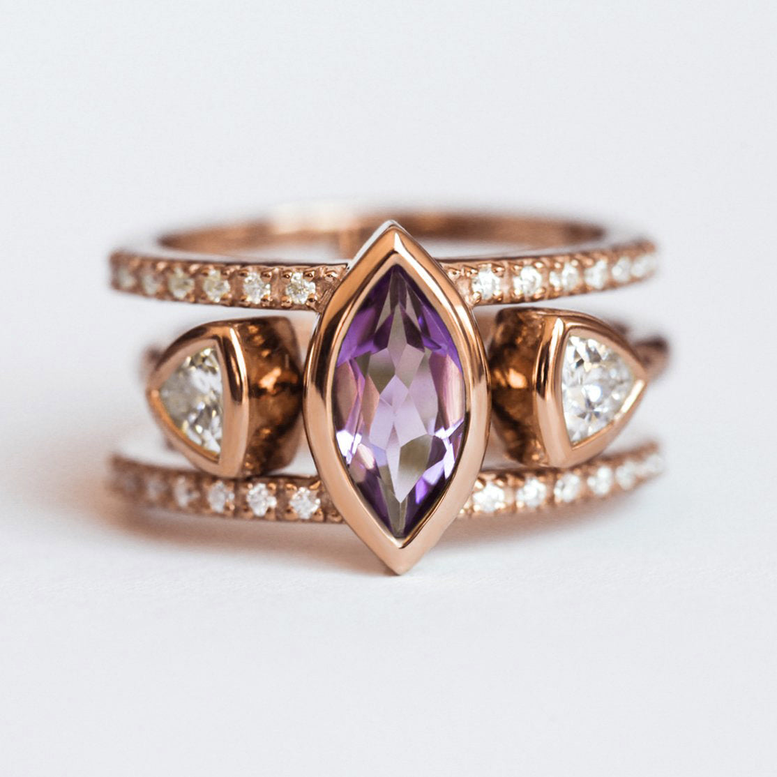 Raquel Double Band Ring Set with Amethyst