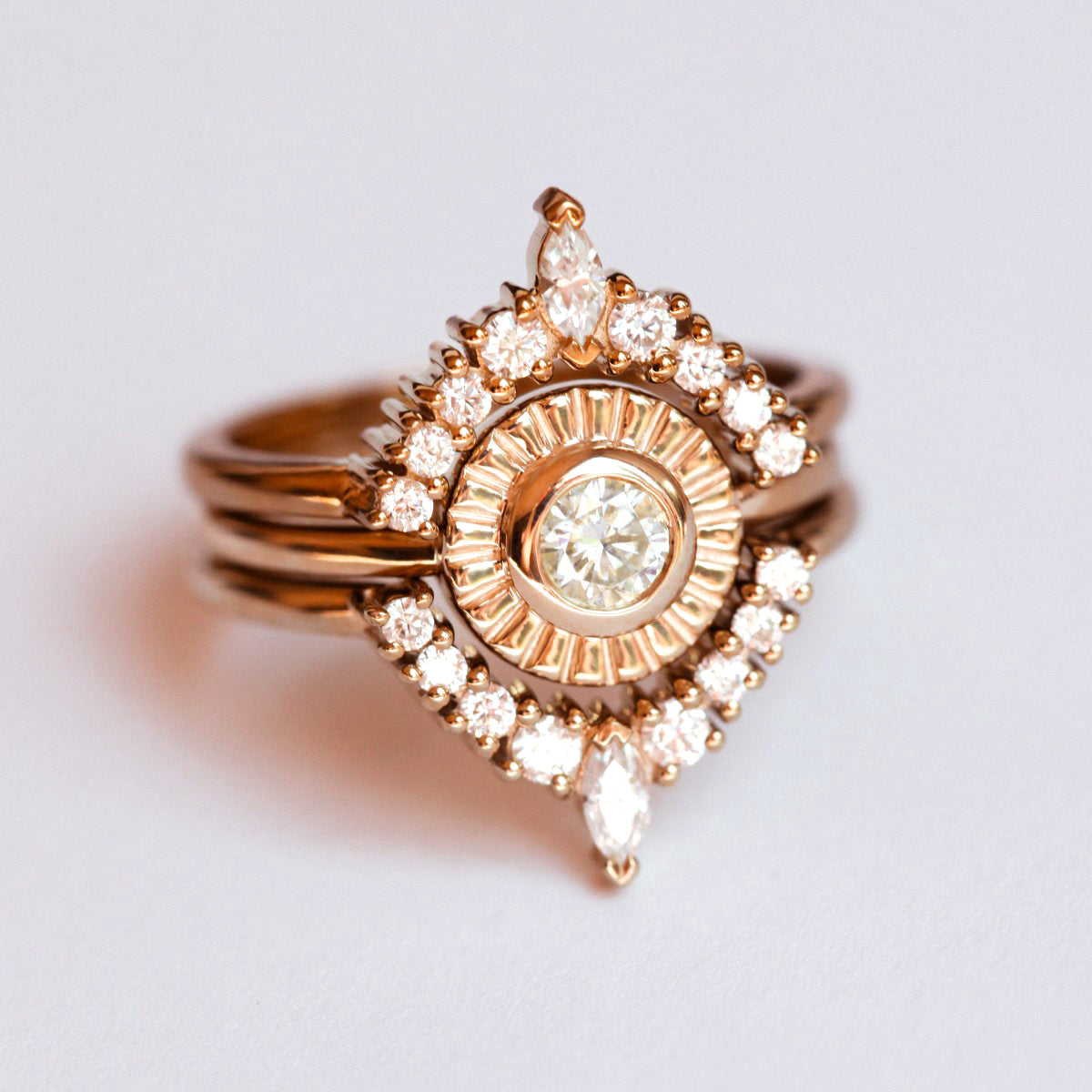 Sunset Ring set with Moissanite