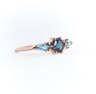 Inara Hexagon Alexandrite Cluster Ring