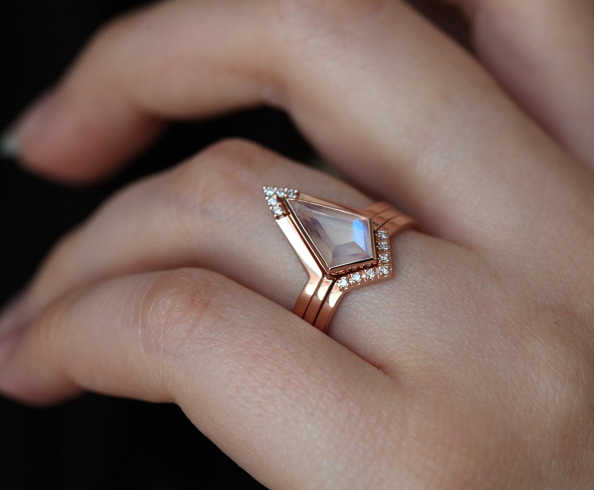 Kerry Kite Moonstone Diamond Ring Set