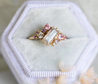 Lila Baguette Morganite Cluster Ring