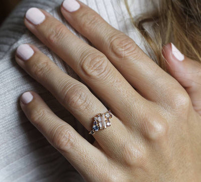 Lila Morganite Cluster Ring Set