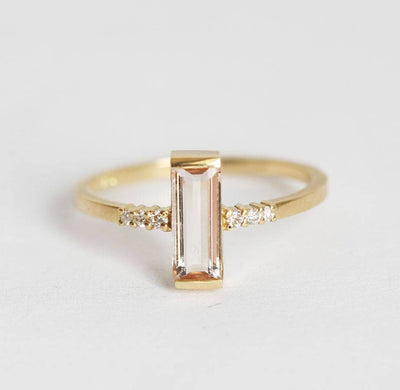 Loretta Baguette Morganite Ring