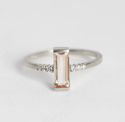 Loretta Baguette Morganite Ring