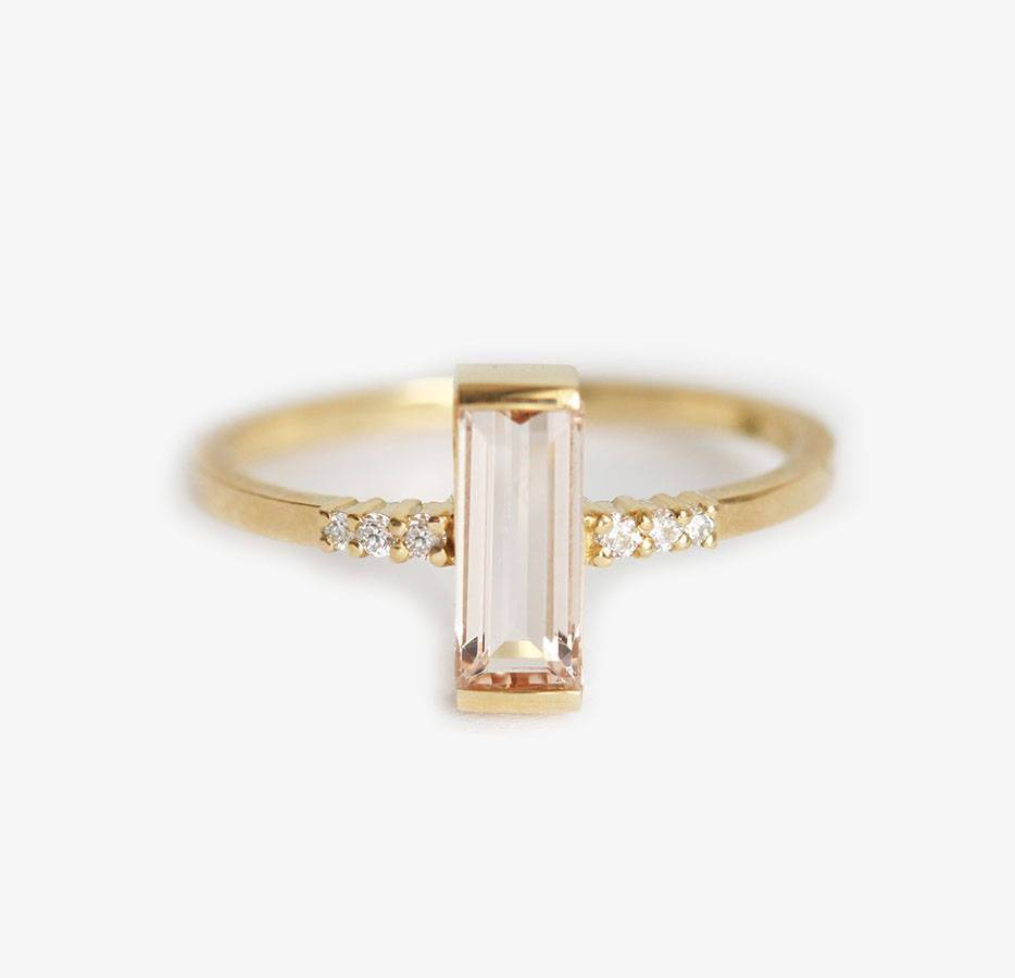 Loretta Baguette Morganite Ring