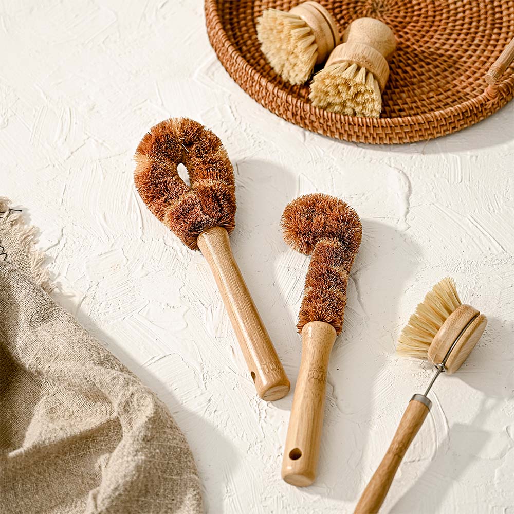 Bamboo Dish and Pot Brushes made with coconut fibers