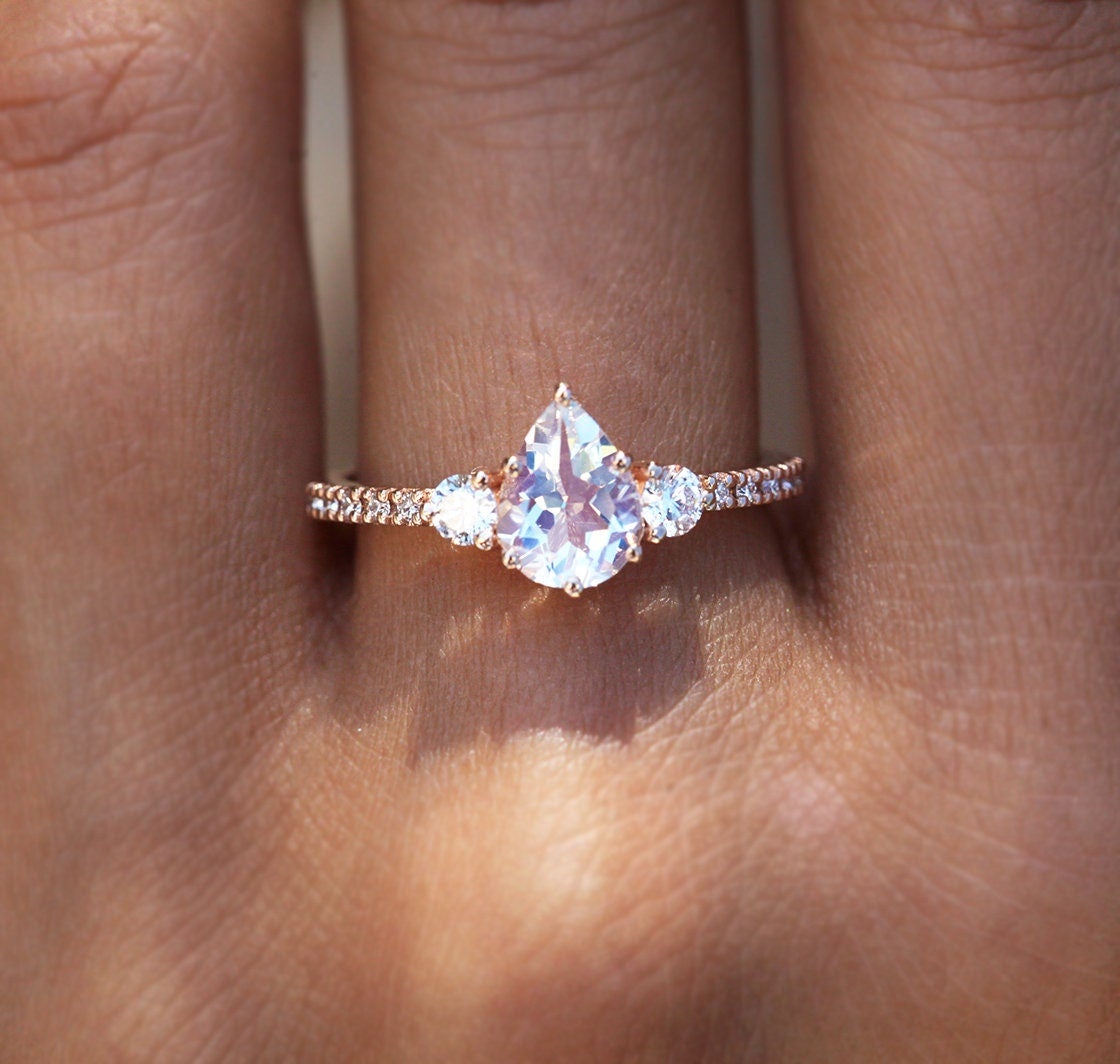 Leelo Pear Moonstone Diamond Ring