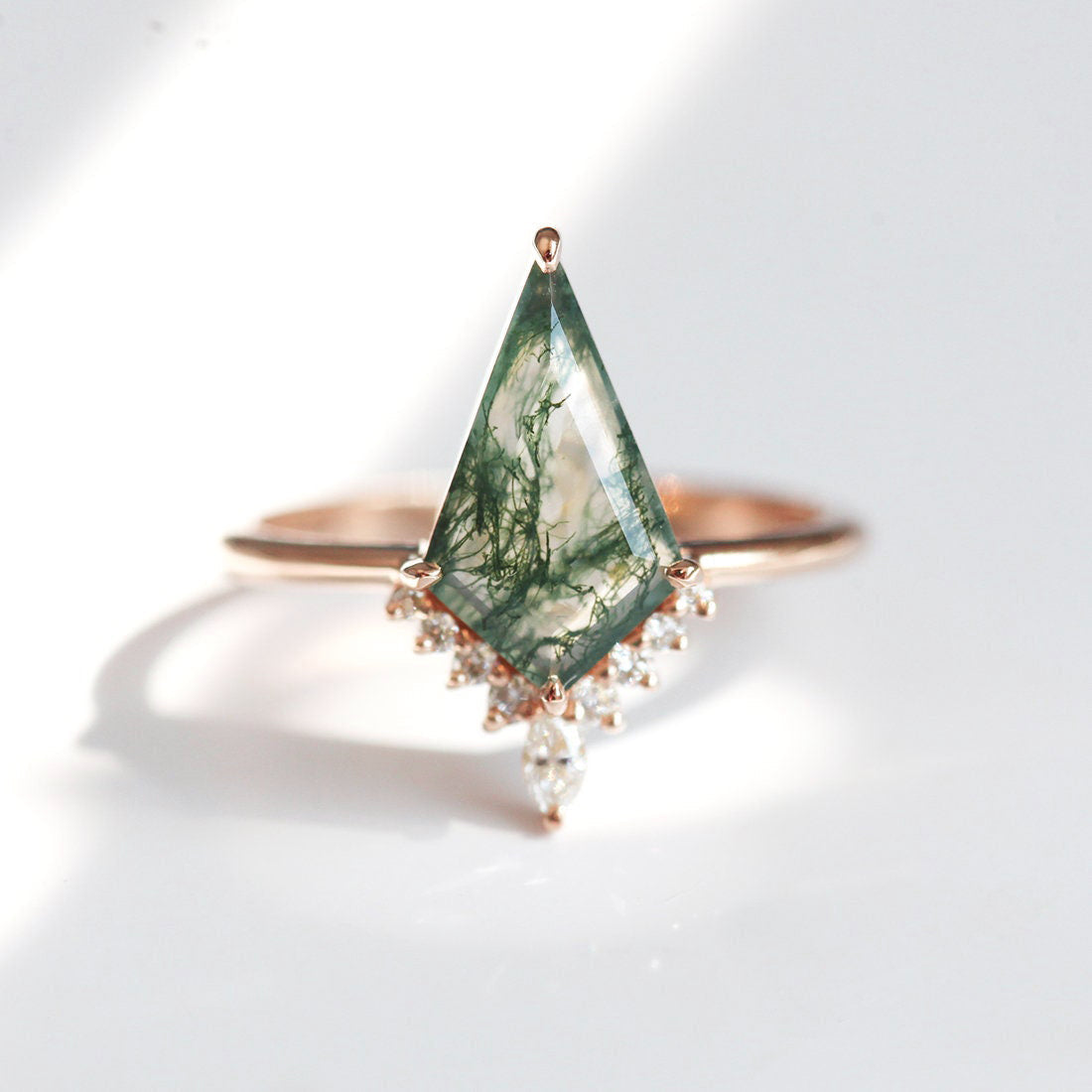 Lily Kite Moss Agate And Diamond Ring