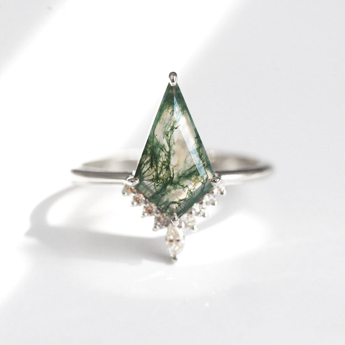 Lily Kite Moss Agate And Diamond Ring