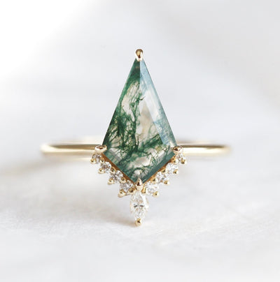 Lily Kite Moss Agate And Diamond Ring