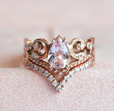 Maxine Morganite Ring With Diamond Band