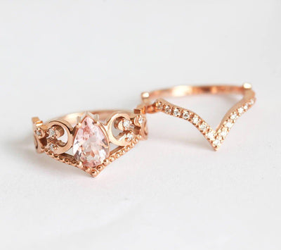 Maxine Morganite Ring With Diamond Band