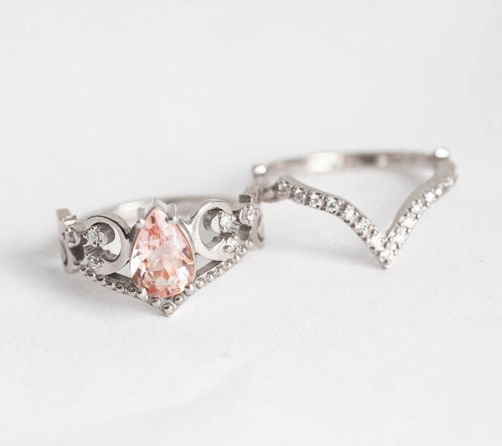 Maxine Morganite Ring With Diamond Band