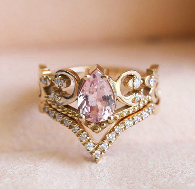 Maxine Morganite Ring With Diamond Band