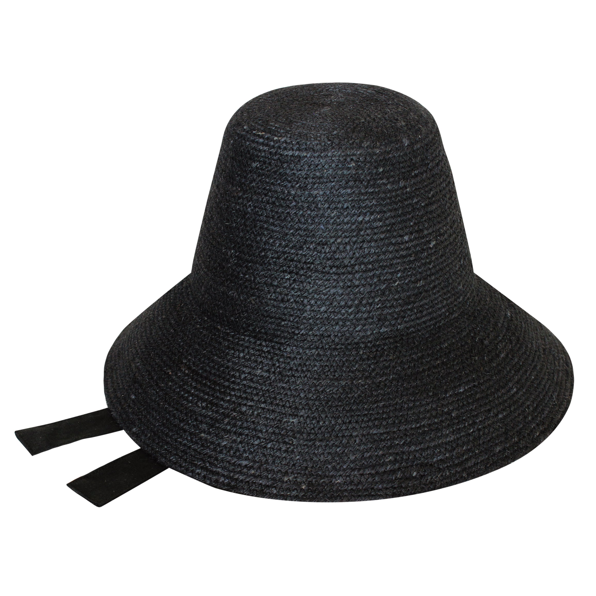 Meg Jute Straw Hat, in Black