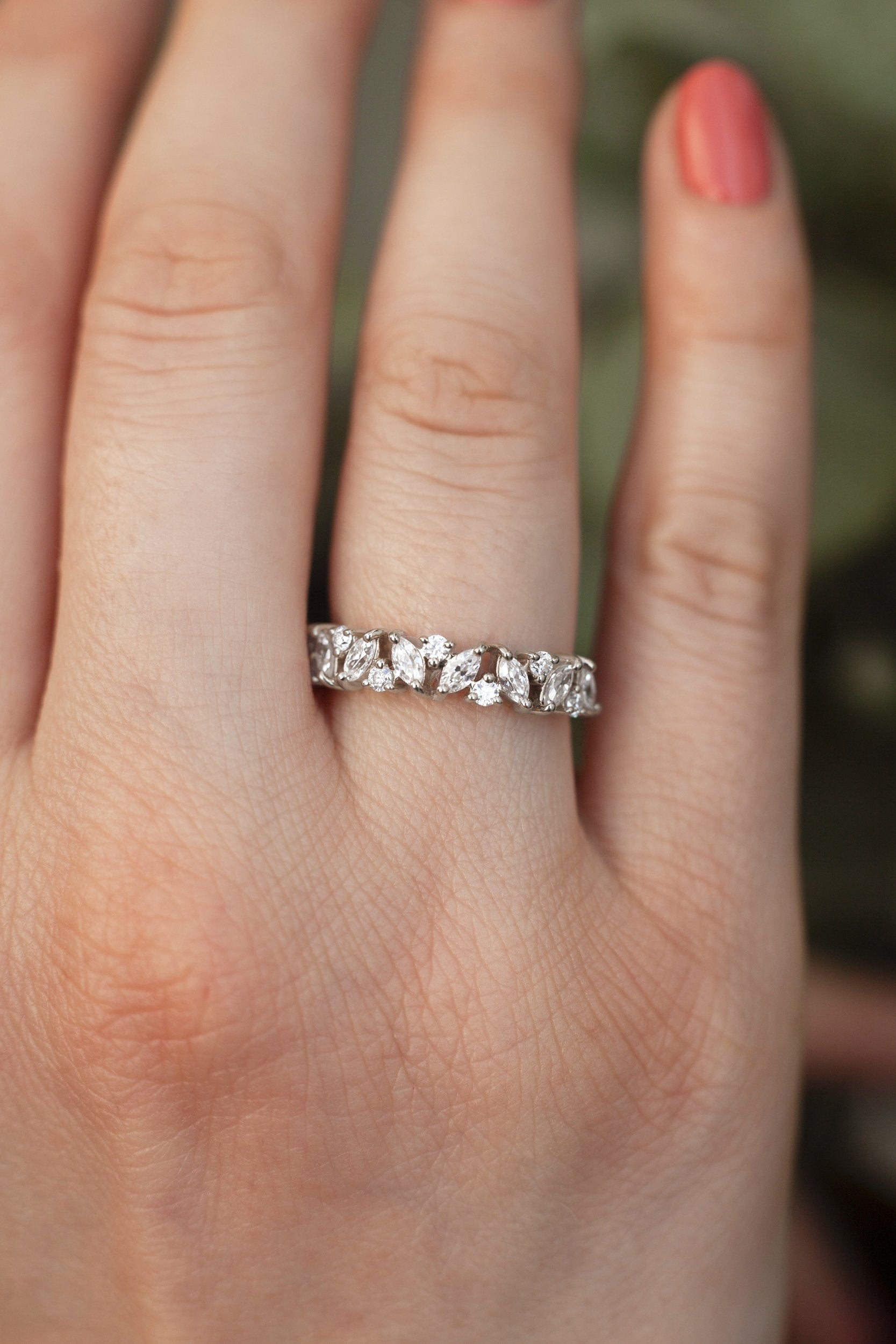 Yasmin Marquise Moissanite Cluster Band with Moissanite