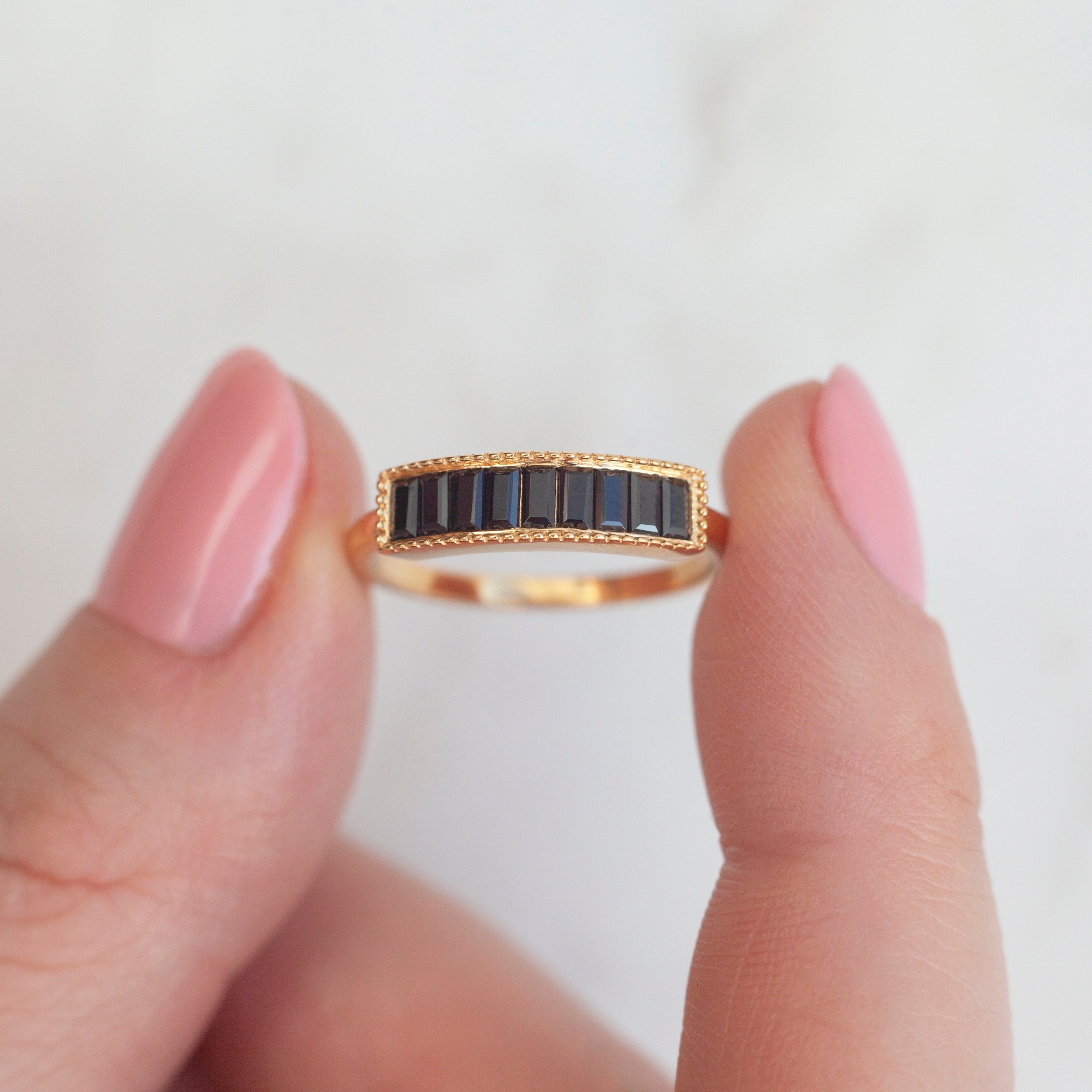 Gail Black Spinel Baguette Ring