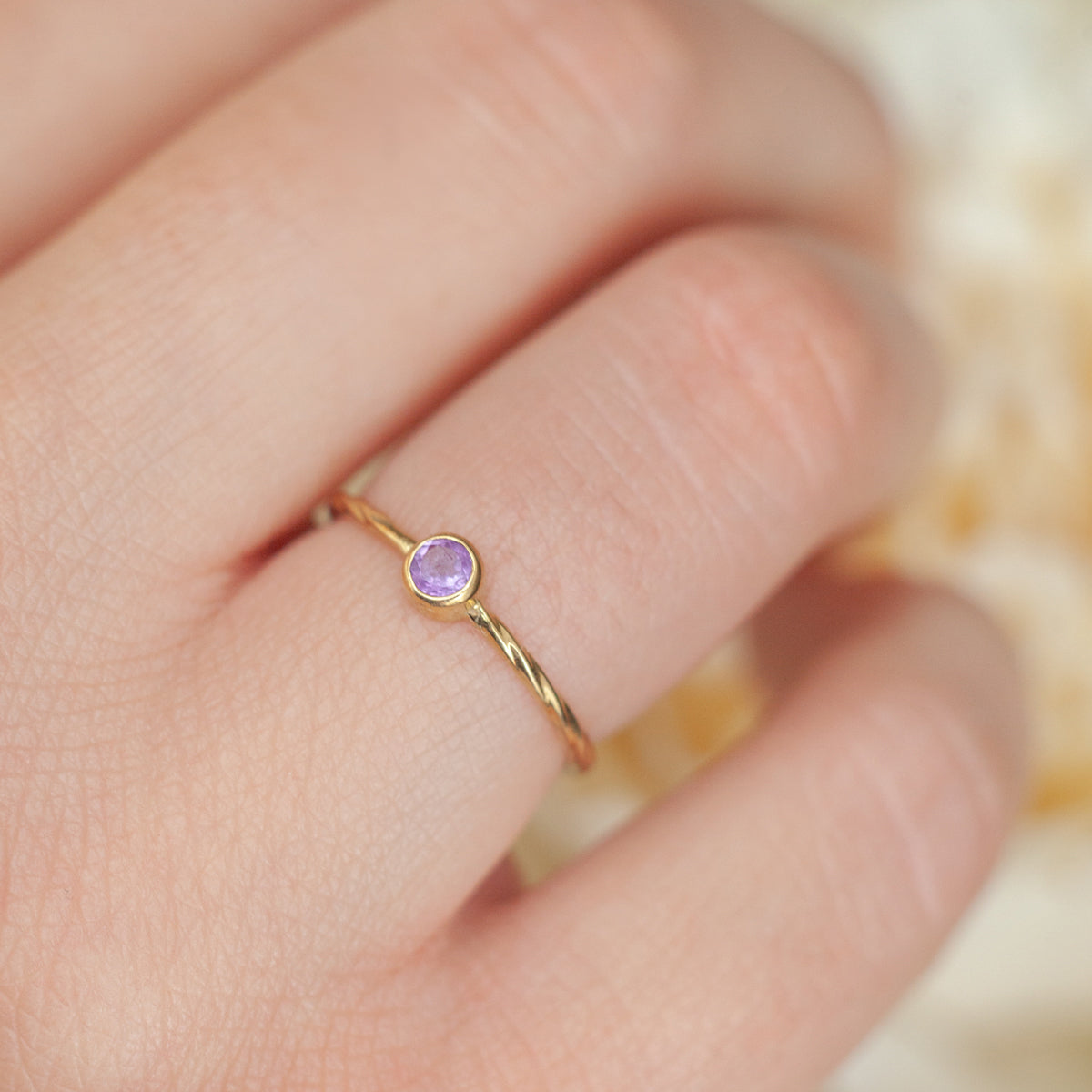 Rope Ring with solitaire Amethyst