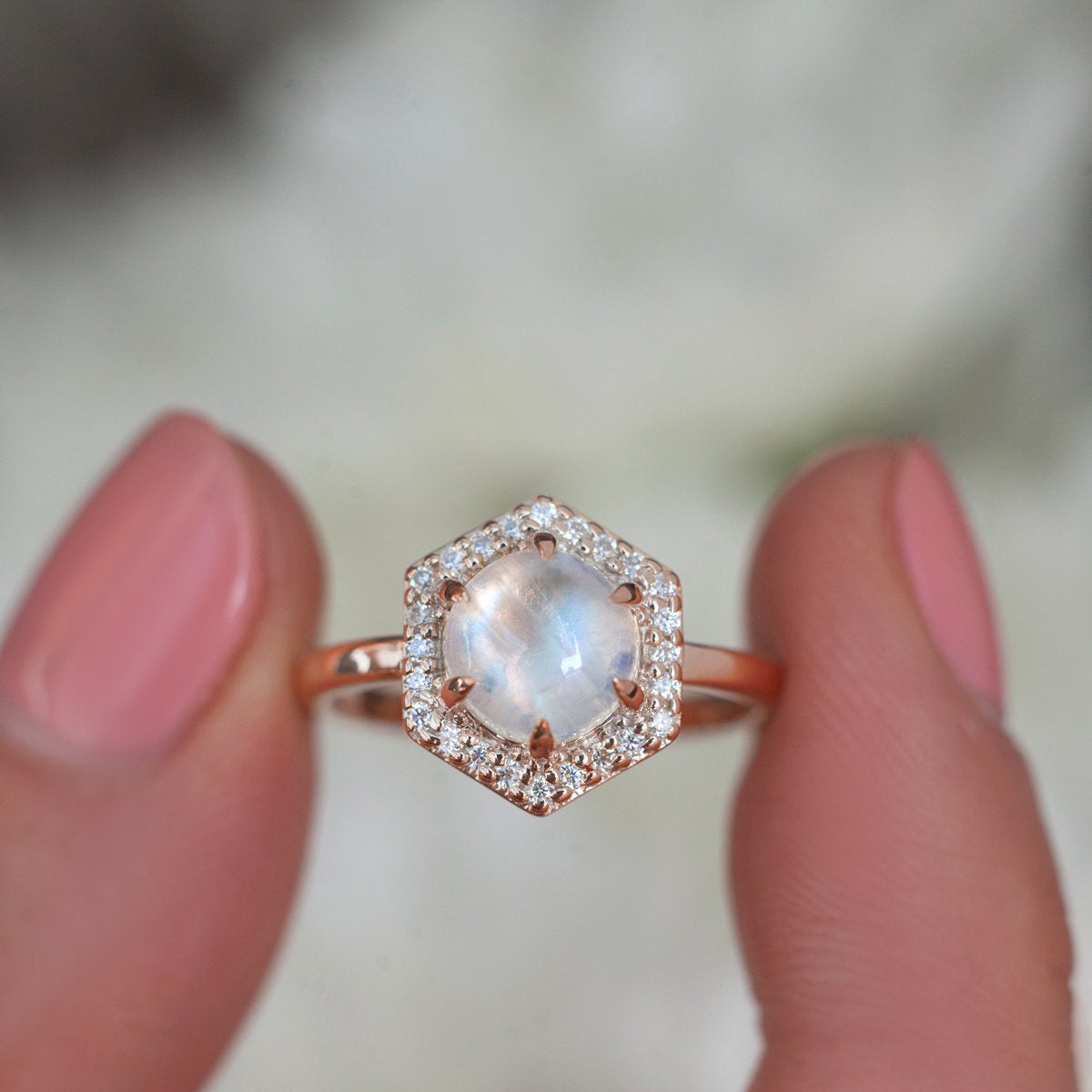 Anine Moonstone Cabochon Halo Ring