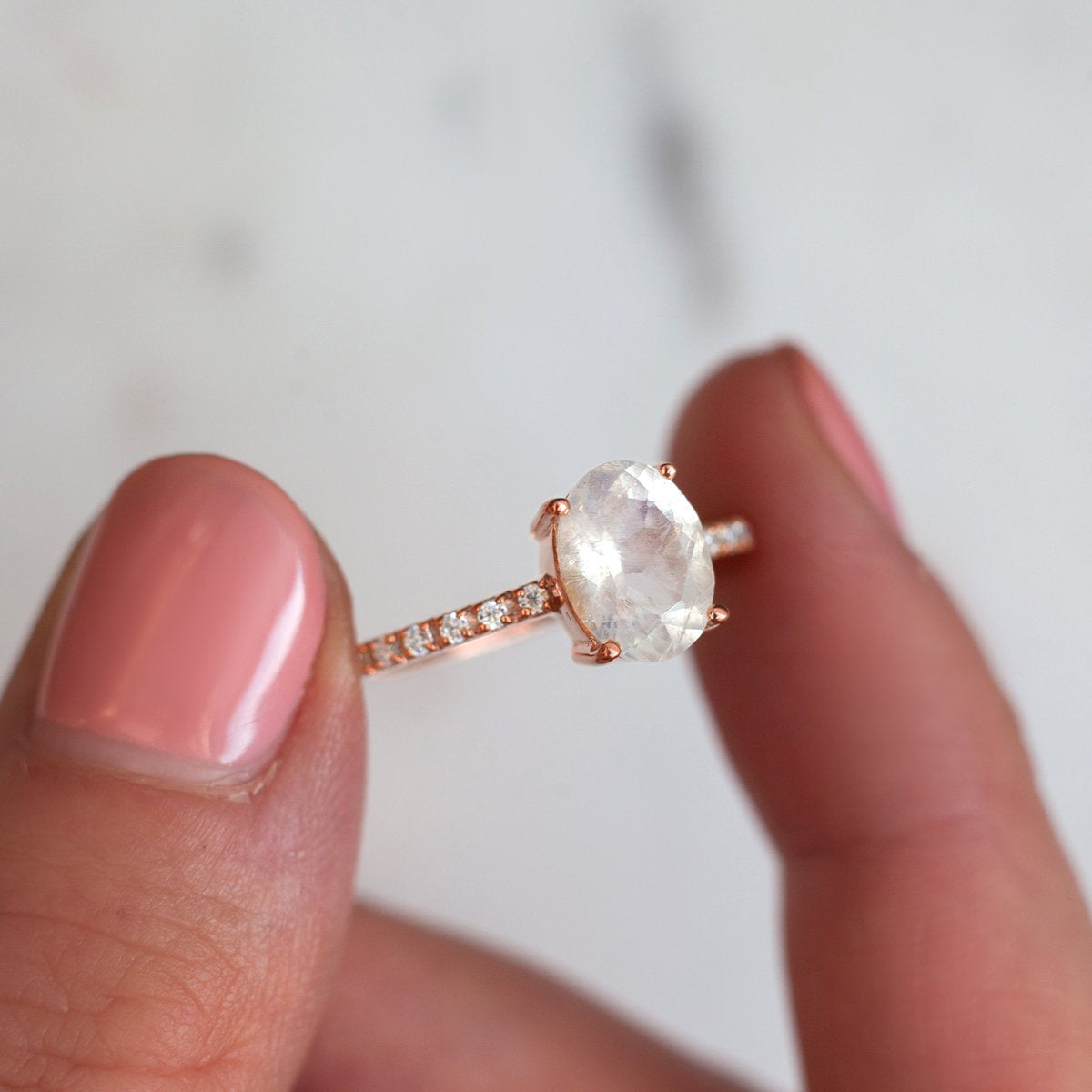 Drew Moonstone Ring with Moissanite