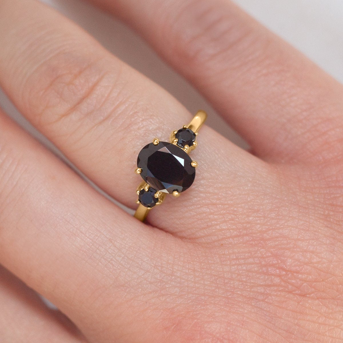 Khloe Oval Black Spinel Ring