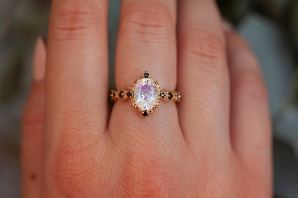 Amelia Oval Vintage Inspired Moonstone Ring