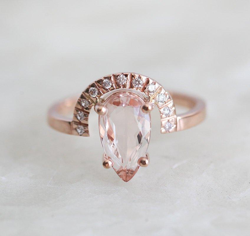 Miley Pear Morganite Ring