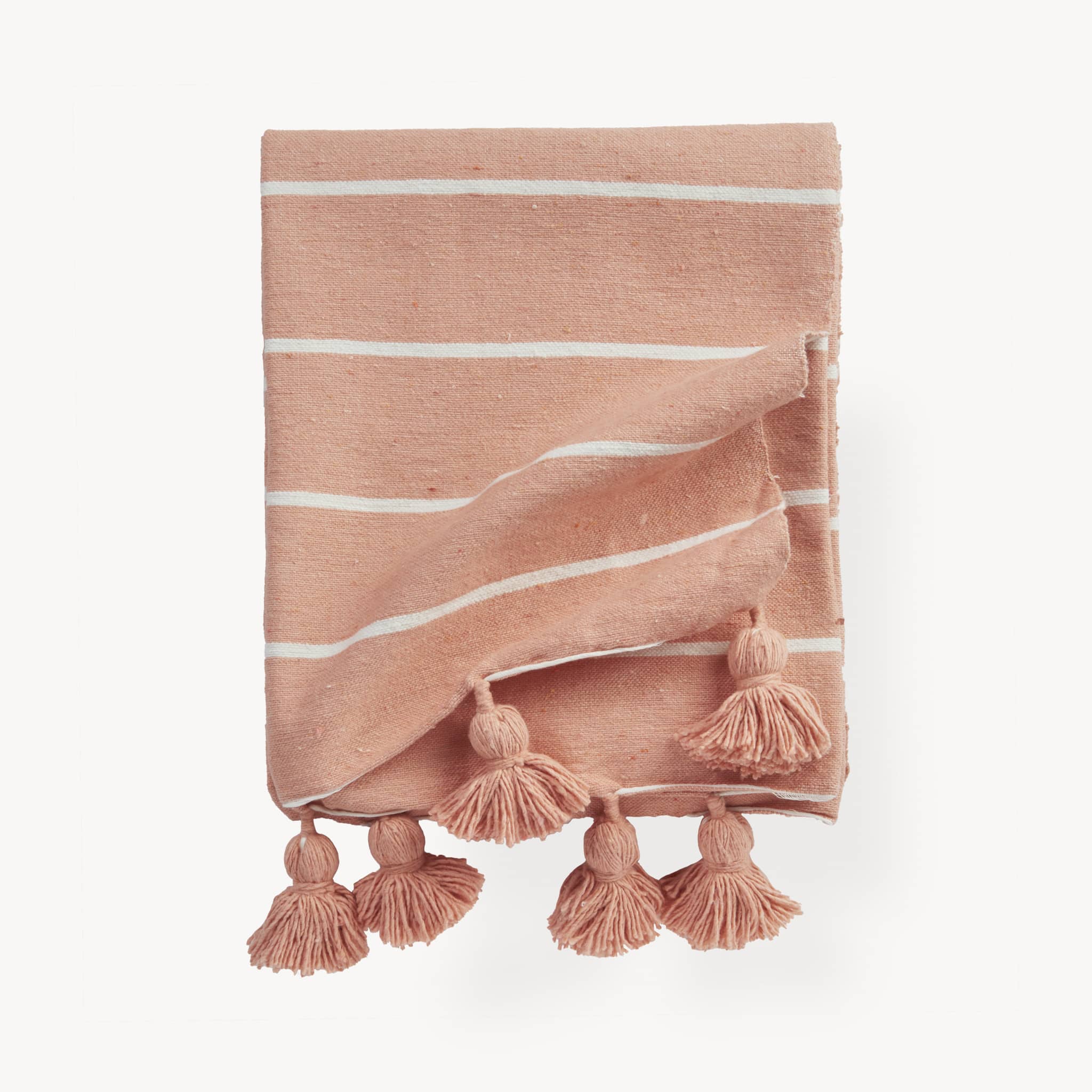 Warm Striped Moroccan Pom Pom Throw