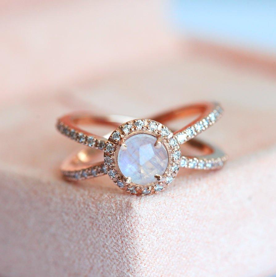 Magdalena Moonstone Diamond Ring