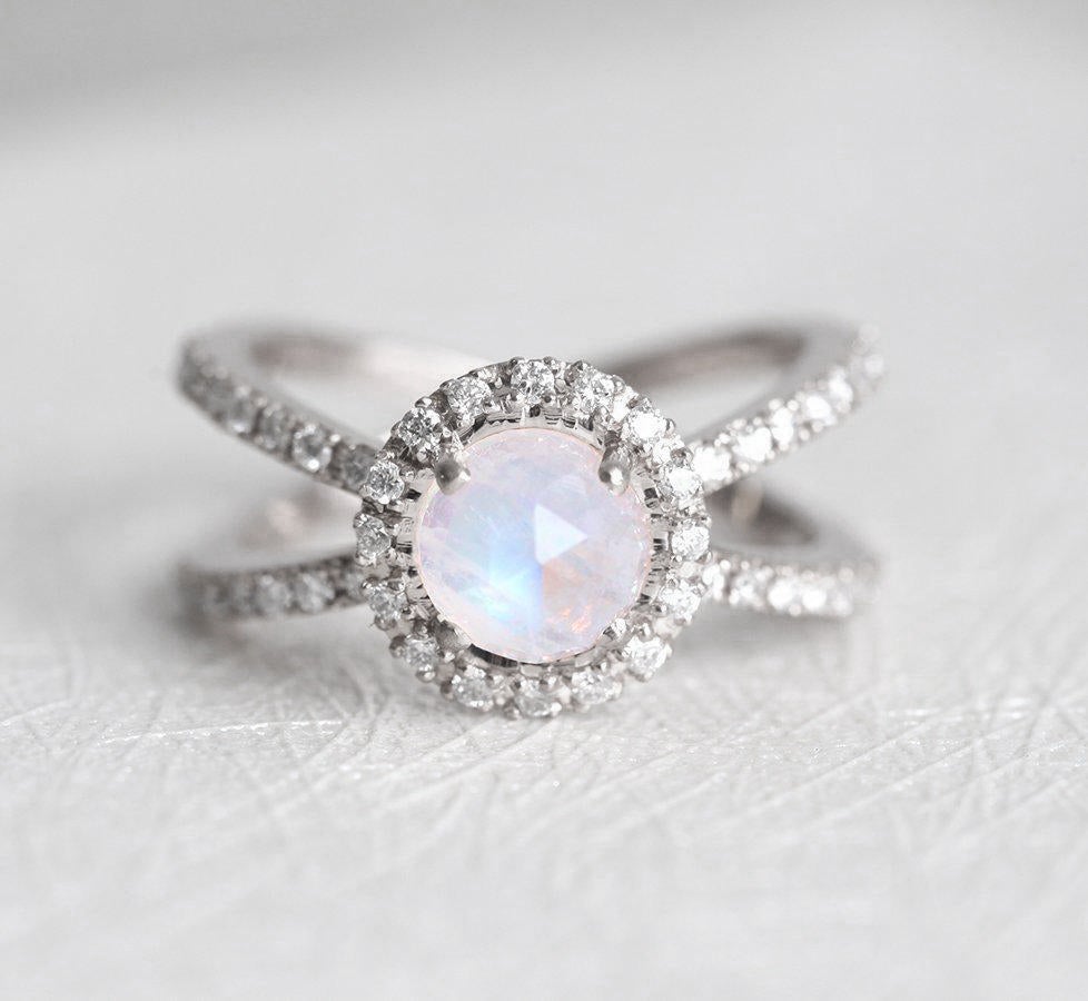 Magdalena Moonstone Diamond Ring