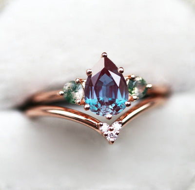 Misella Pear Alexandrite Ring Set