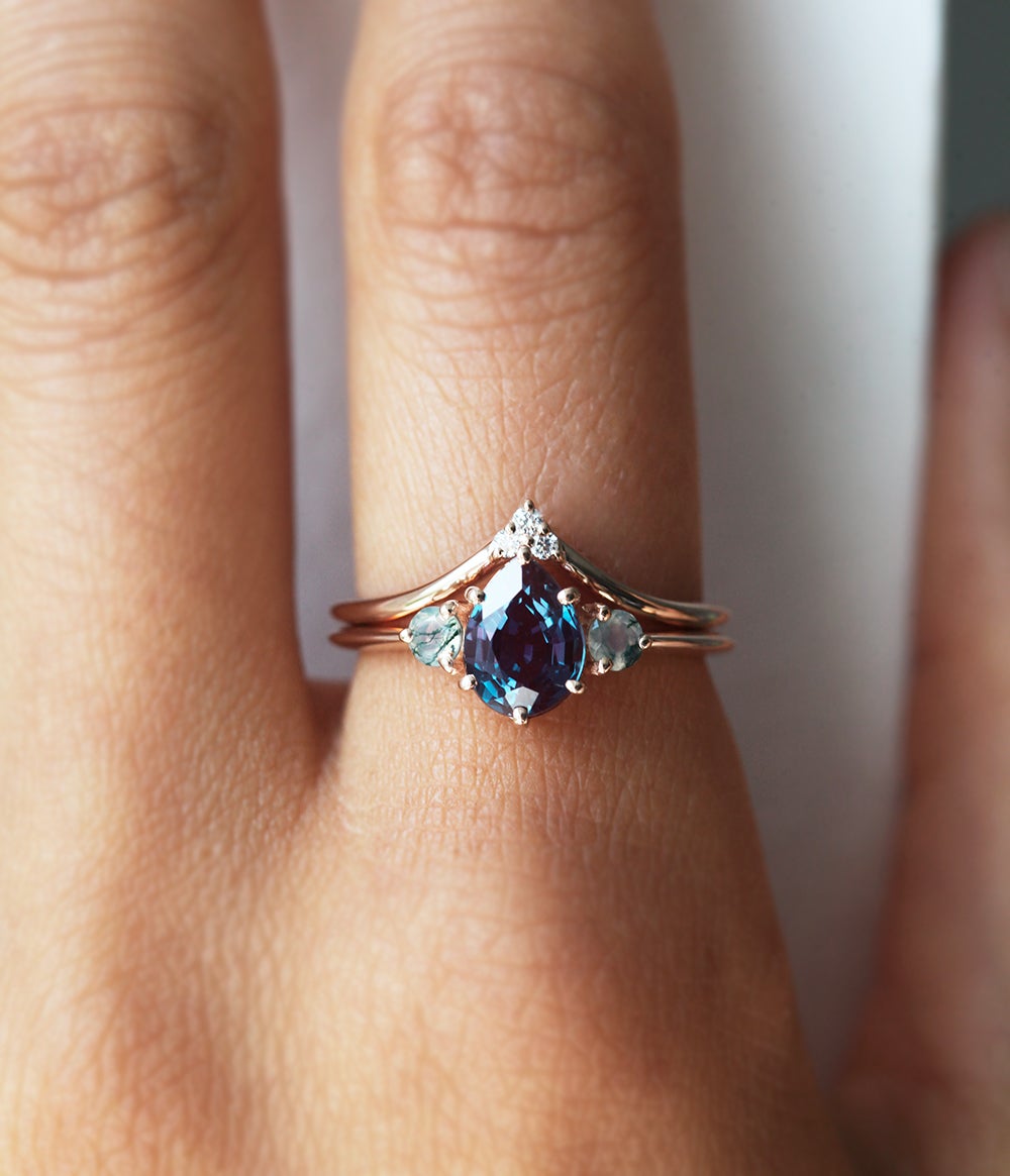 Misella Pear Alexandrite Ring Set