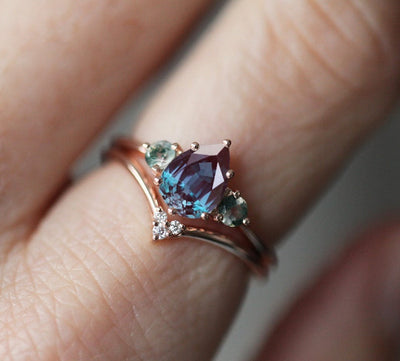 Misella Pear Alexandrite Ring Set