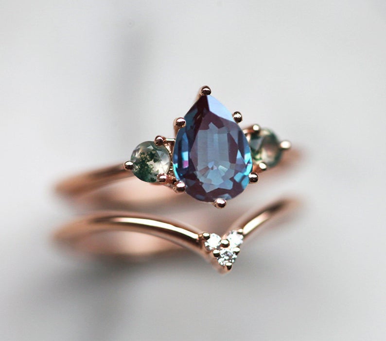 Misella Pear Alexandrite Ring Set