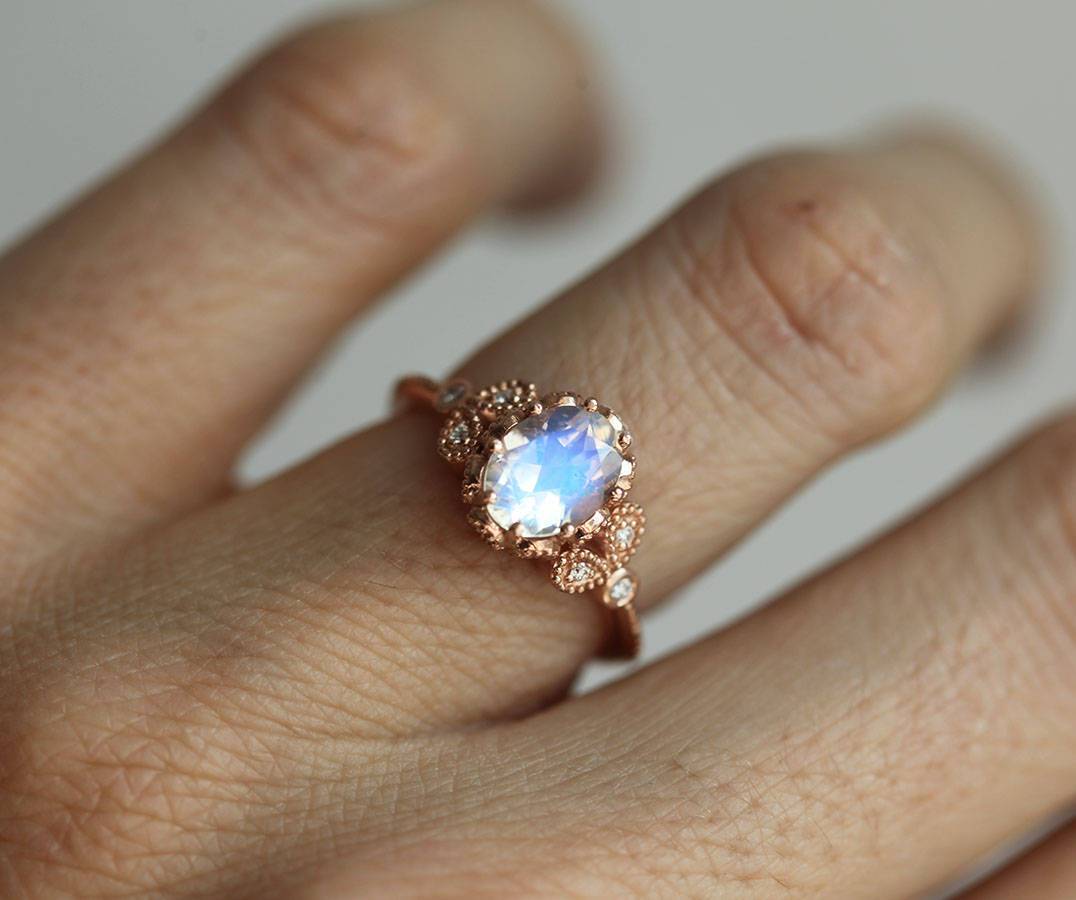 Rainbow Moonstone Engagement Ring