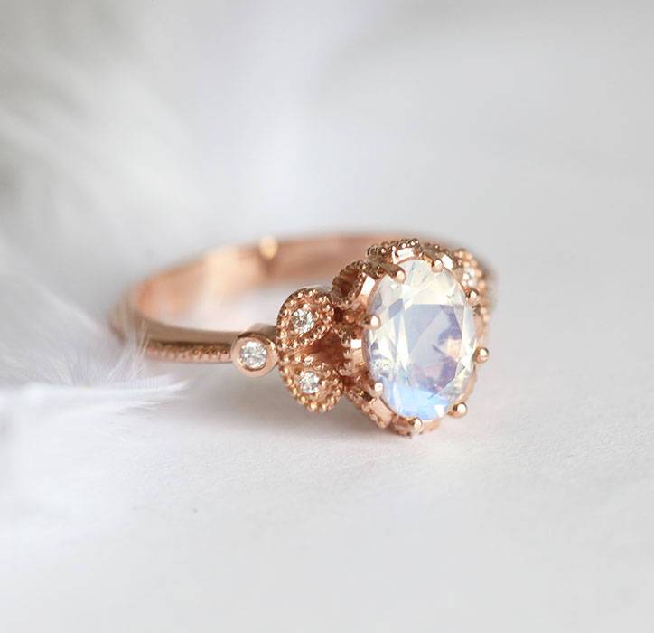 Rainbow Moonstone Engagement Ring