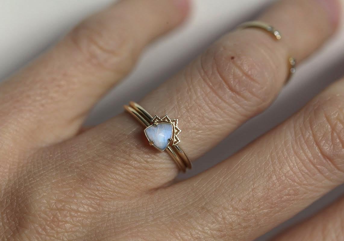 Moonstone Wedding Ring Set