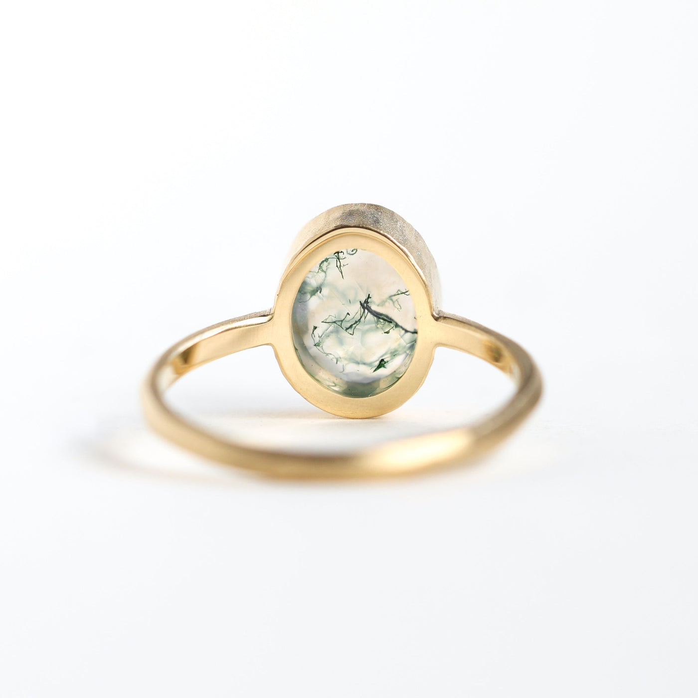 Moss Agate Solitaire Ring