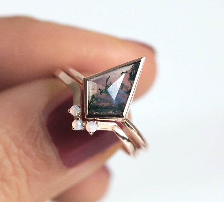 Paola Kite Moss Agate Ring Set