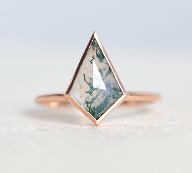 Paola Kite Moss Agate Ring Set