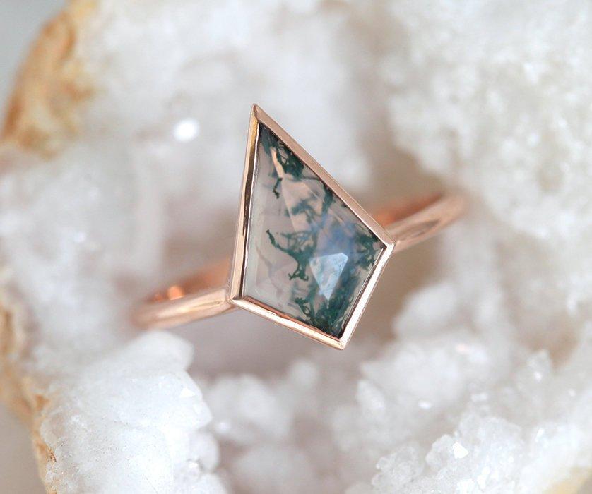 Paola Kite Moss Agate Ring Set