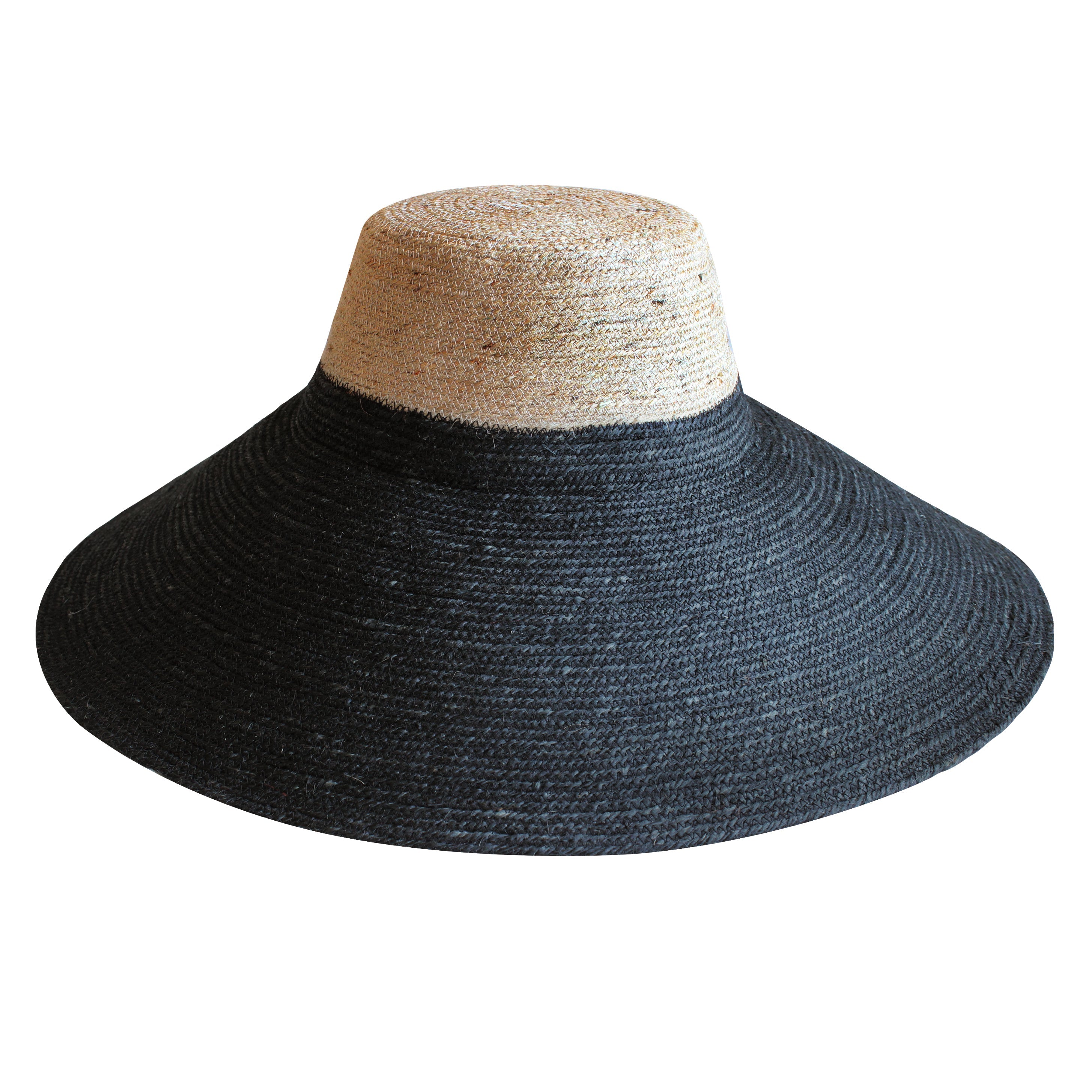 Riri Duo Jute Straw Hat, in Black & Nude