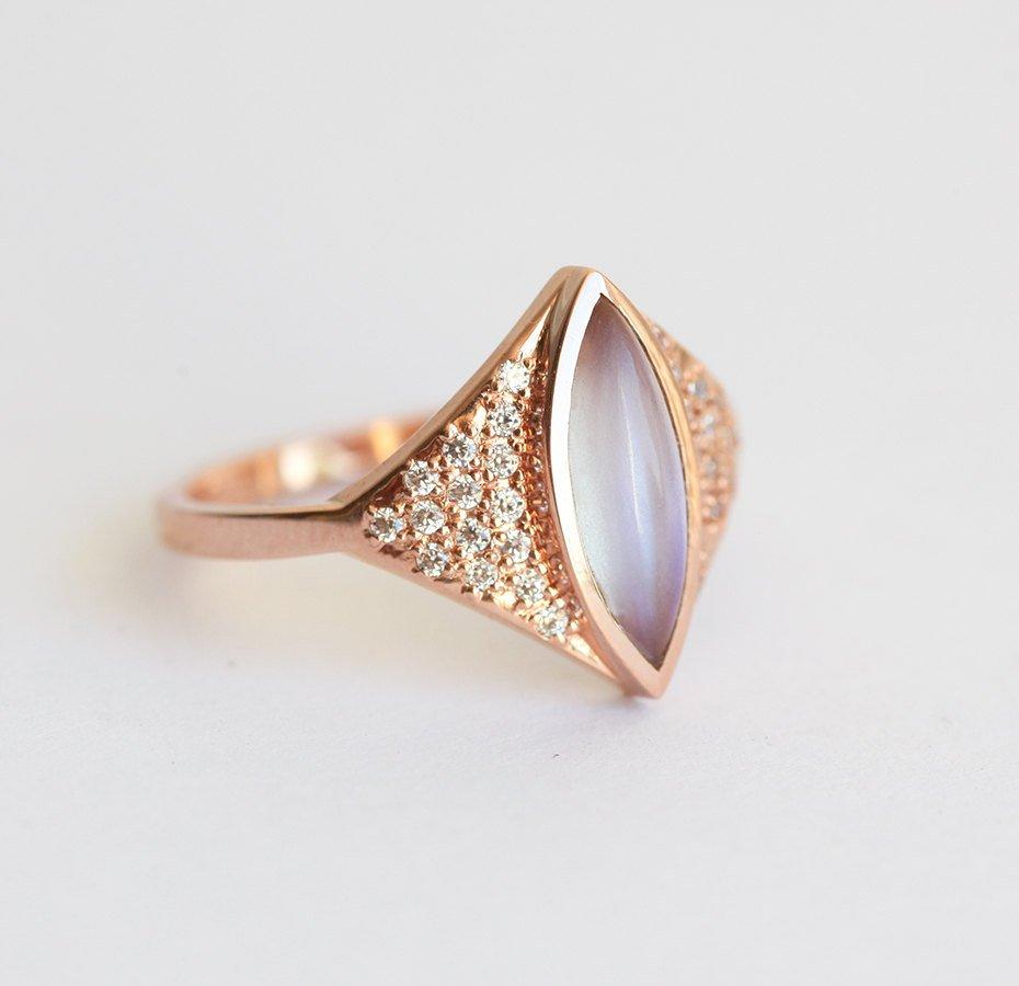 Rose Gold Moonstone & Diamond Ring