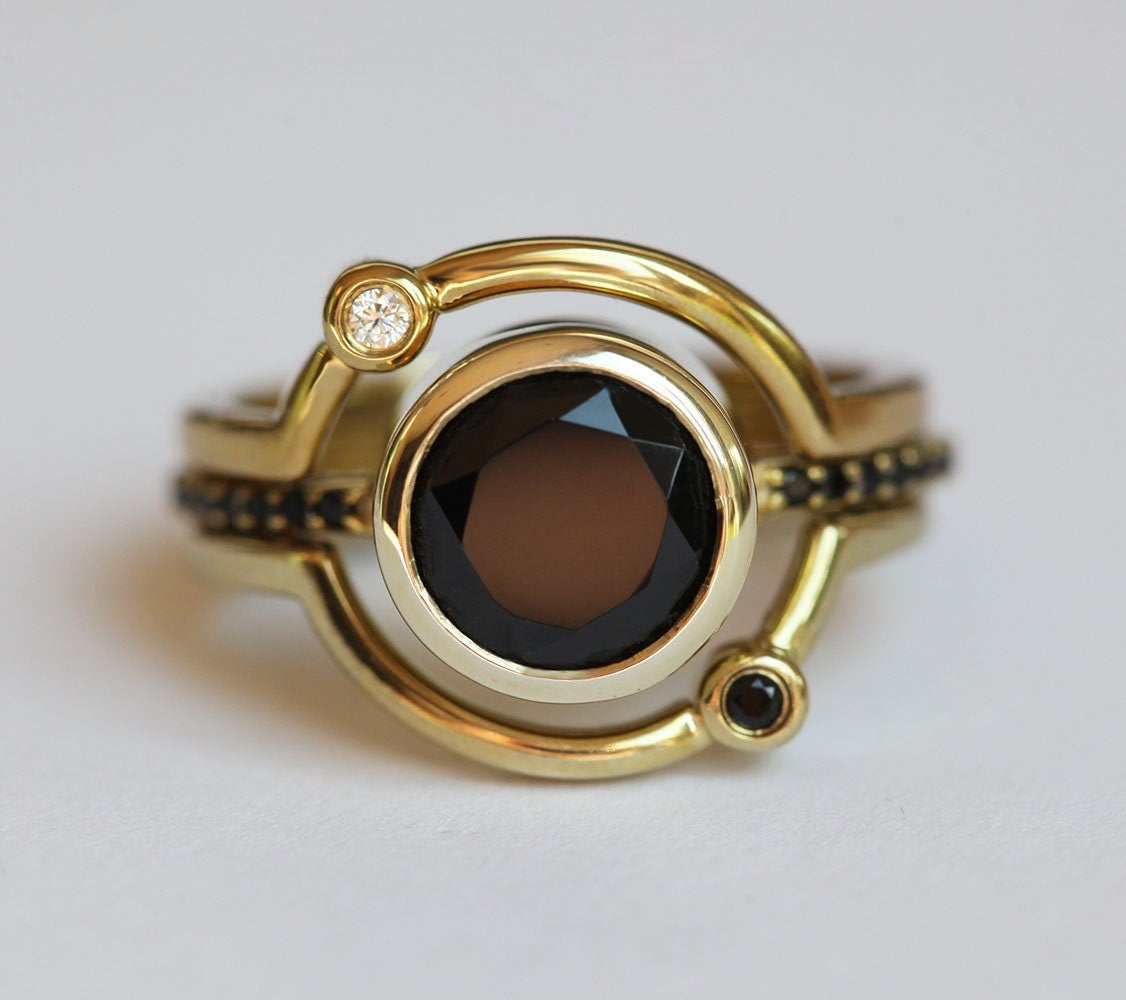 Saturn Moss Agate Ring Set