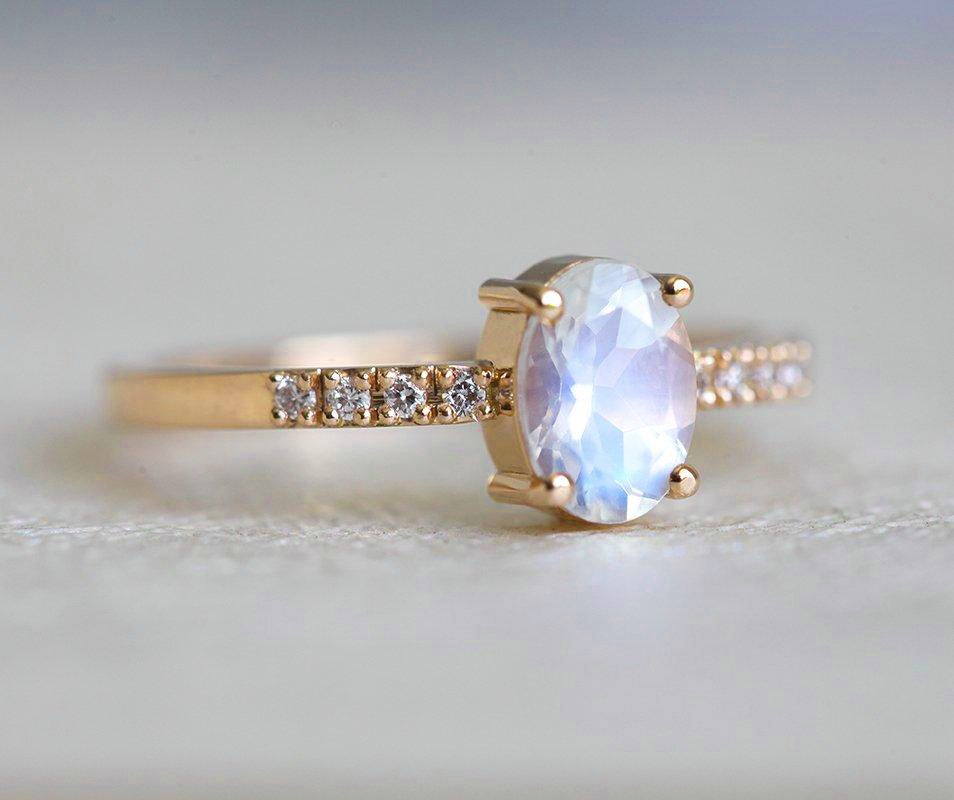 Stella Oval Moonstone Diamond Ring